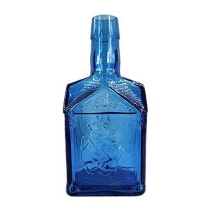 Wheaton Cobalt Blue Glass Bottle Decanter Embossed Paul Revere 1775 Vintage 60s